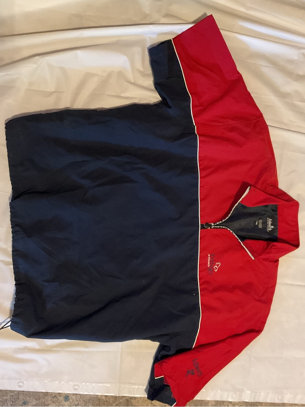 Ashworth Red and Navy Colorblock Quarter-Zip Windbreaker